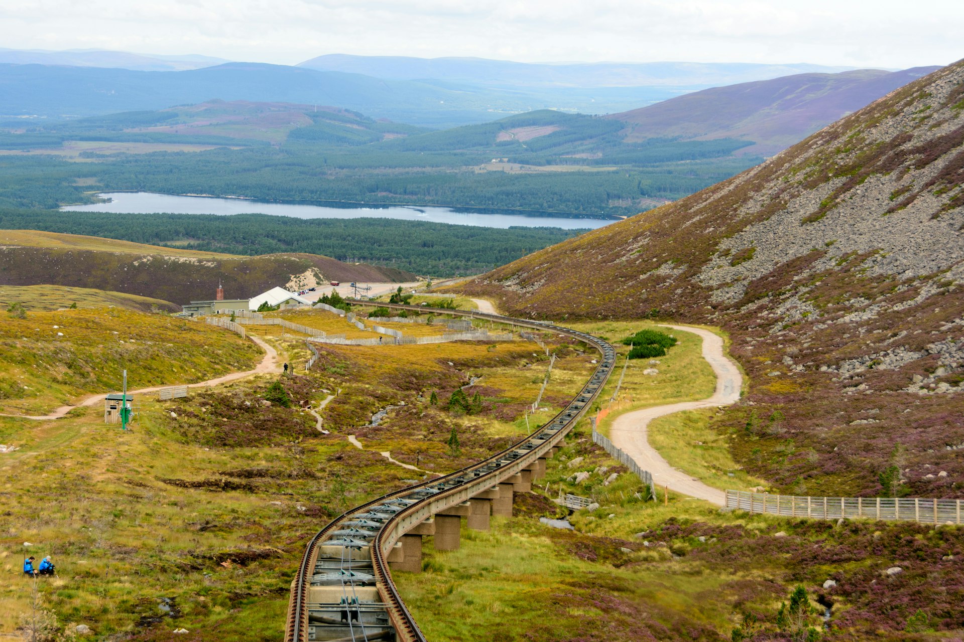Funicular train tracks on the slopes of Cairn Gorm, Scotland