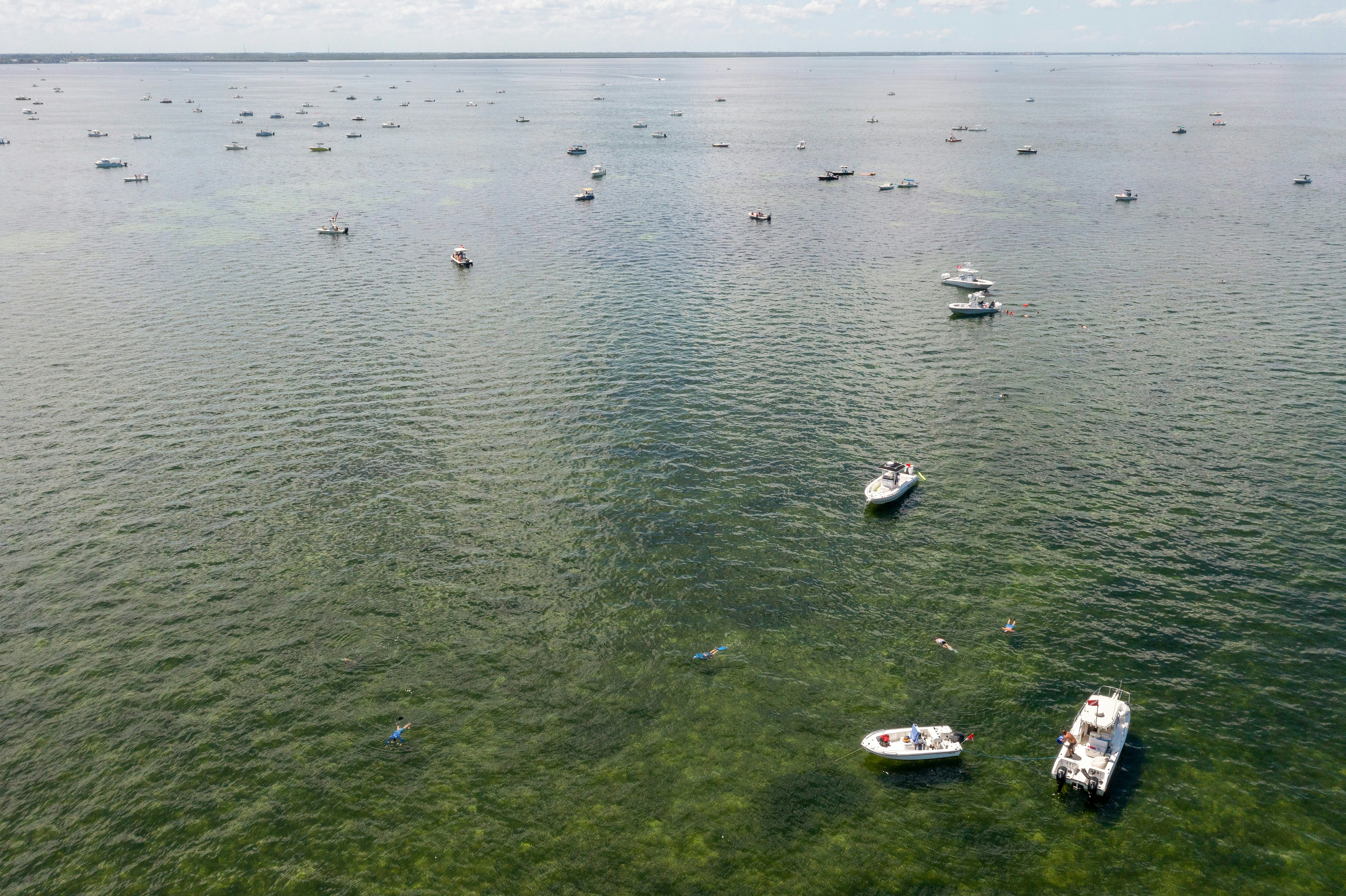 Boats on the water from above