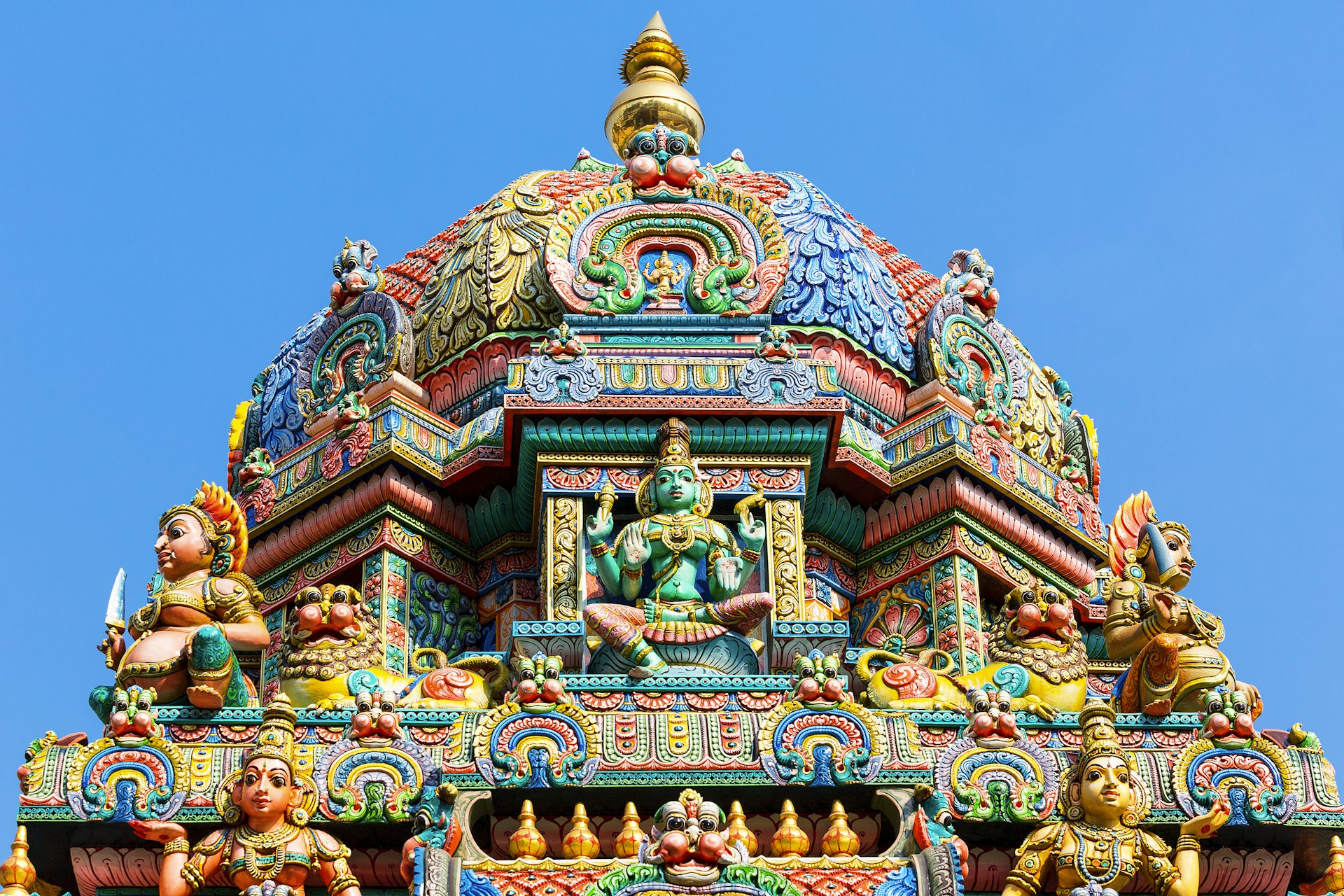 Exterior detail of Sri Mariamman Temple in Silom Road, Bangkok