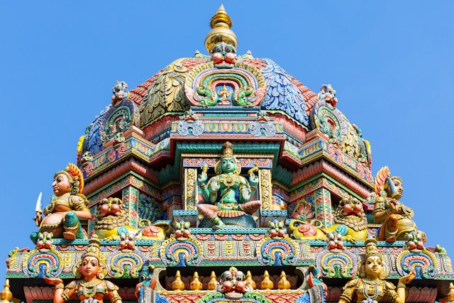 The lavish Sri Mariamman Temple is reverred by Bangkok's Hindu community. Sylvain Sonnet/Getty Images