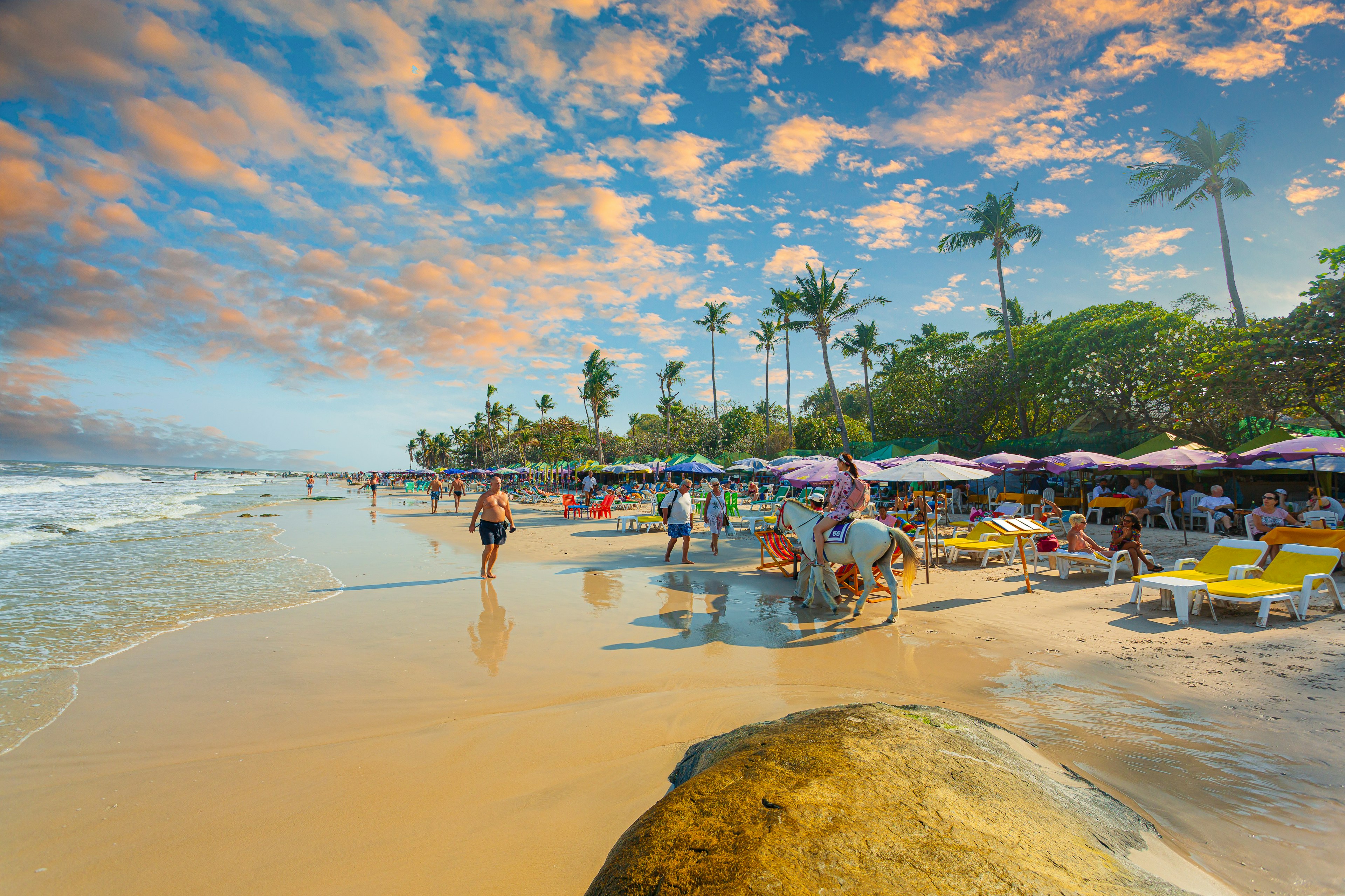 Families on the beach at Hua Hin, Thailand