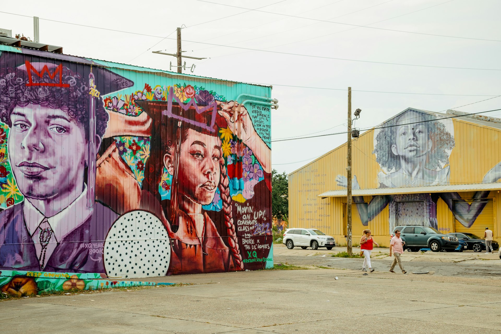 Brandon “B Mike” Odoms repurposed some abandoned warehouses into a gallery and workspace. His murals cover the exterior of the buildings