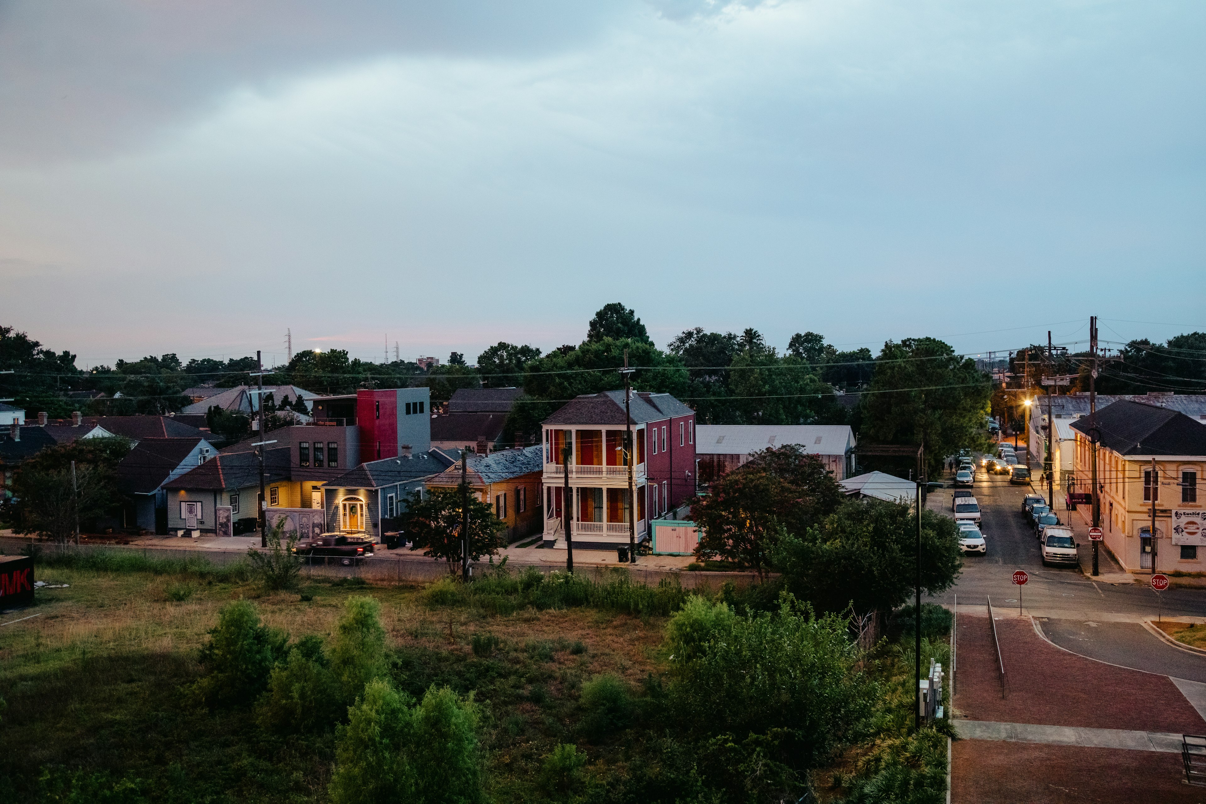 Views from Crescent Park in the Bywater neighborhood towards Chartres Street