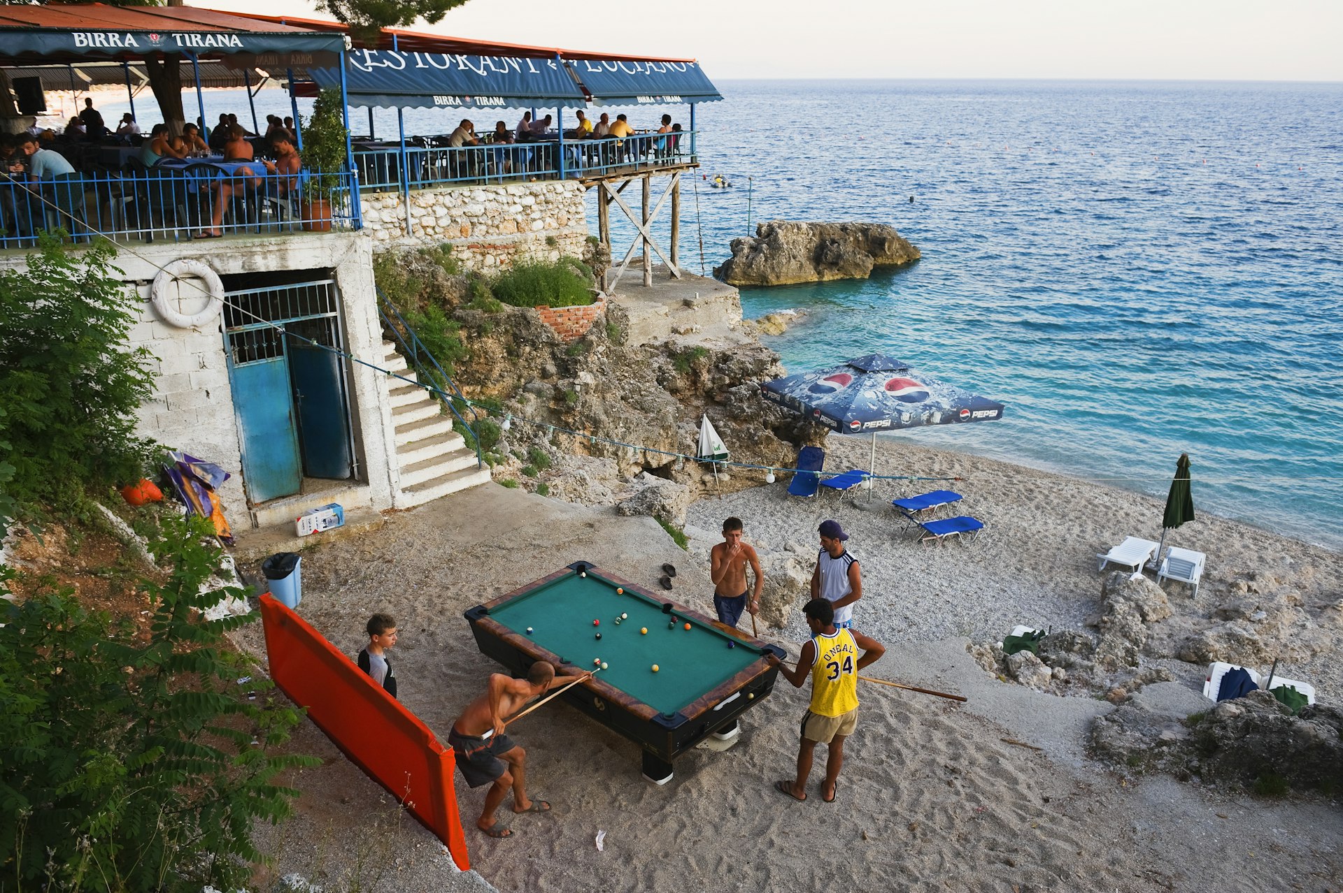 People enjoy time on the beach, play snooker or having good food in the reataurant 