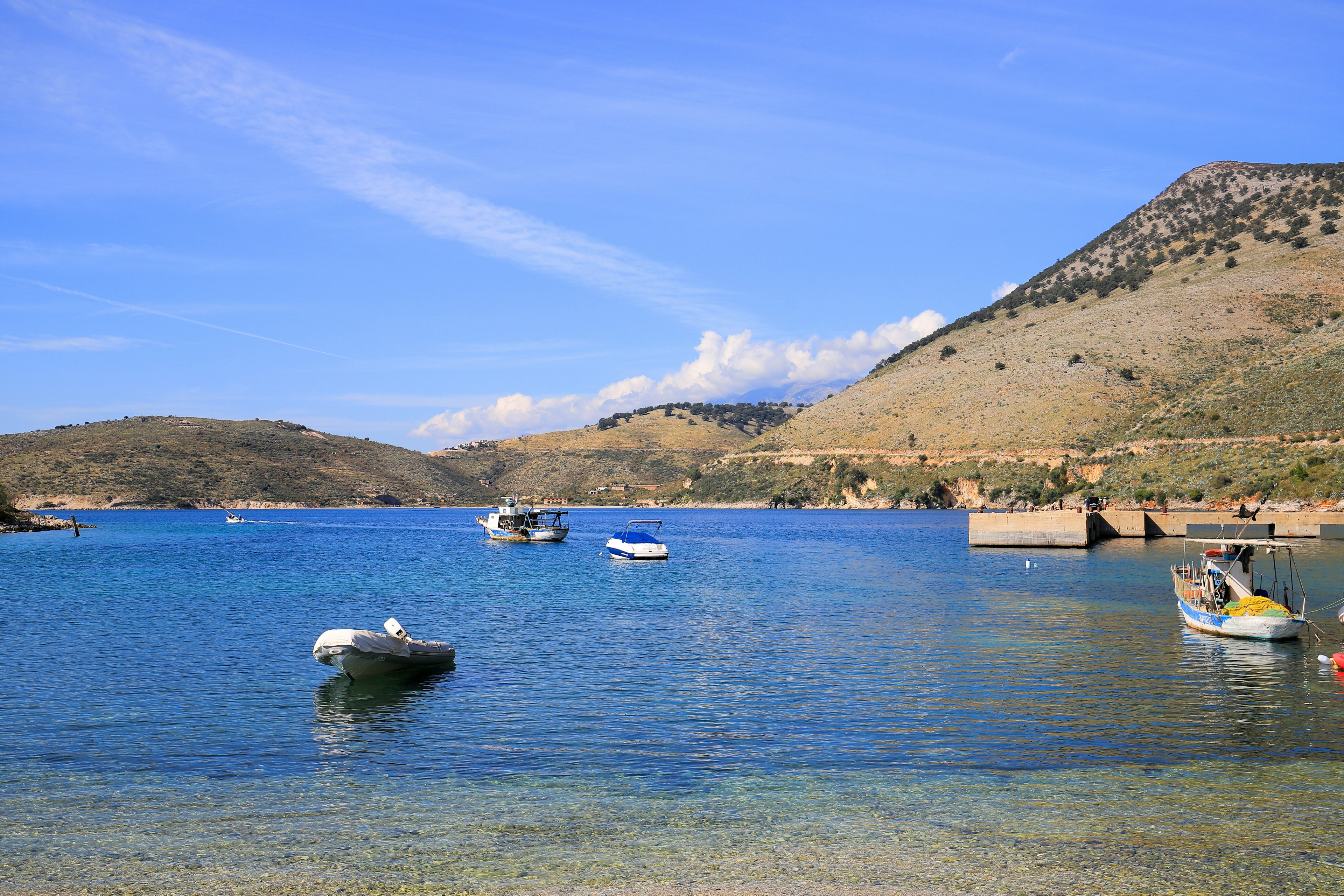 Fishing boats in the harbor of Porto Palermo