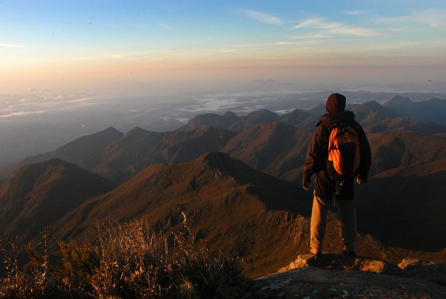 Walker at the top of Pico da Bandeira, Brazil