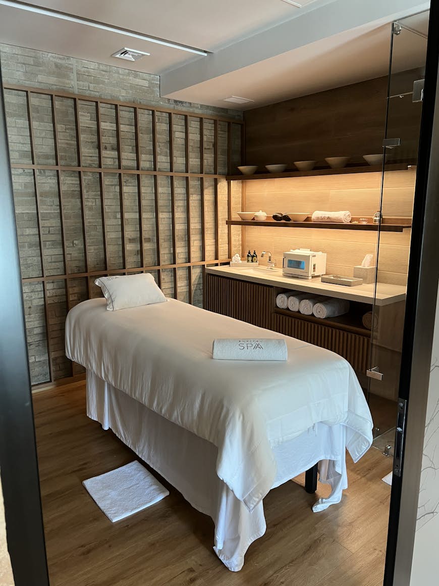 A treatment room at the Spa at Sofitel Bar Calablanca Beach Resort in Cartagena, Colombia