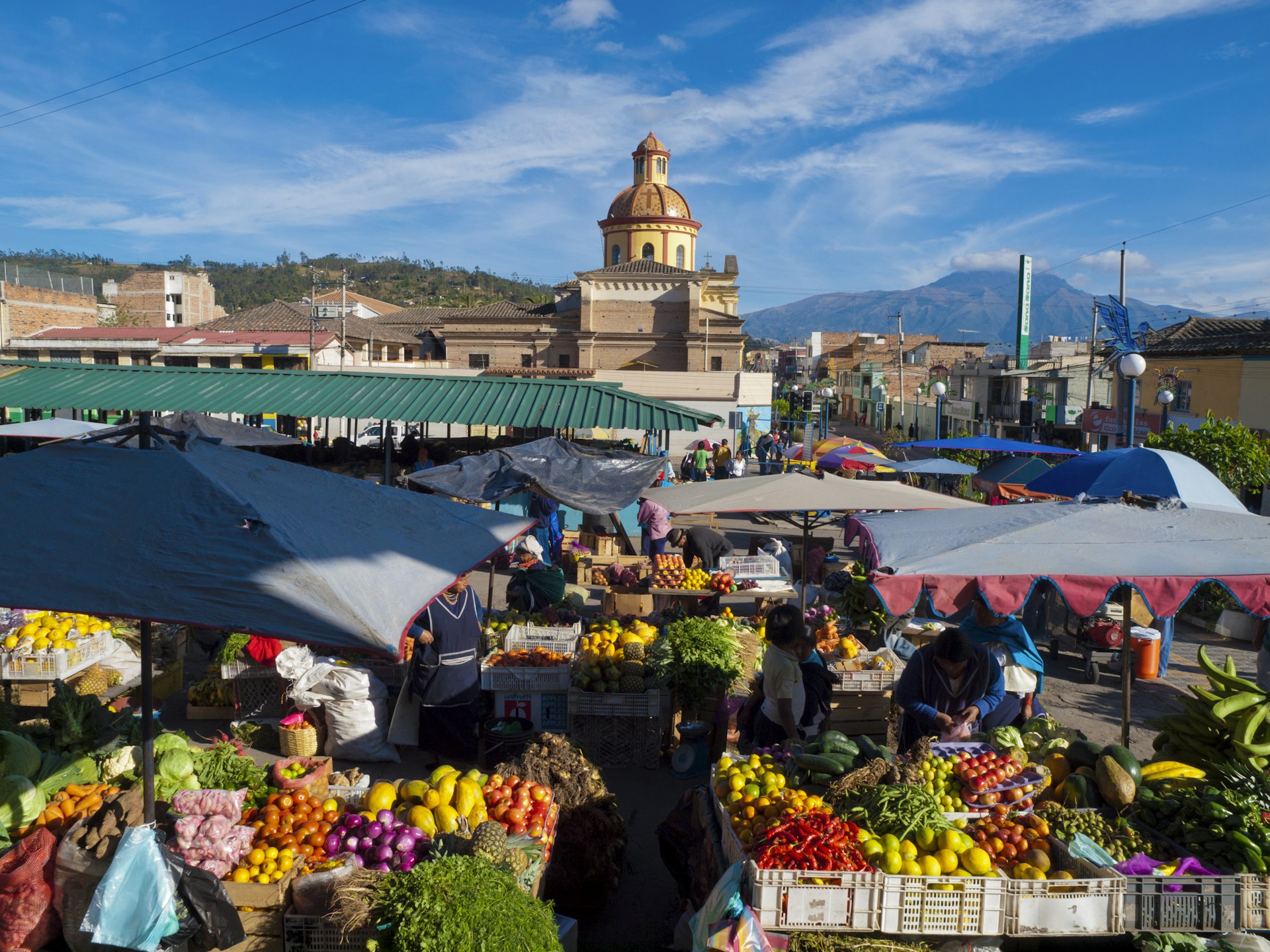 Busy fruit market in Otavalo, Ecuador 