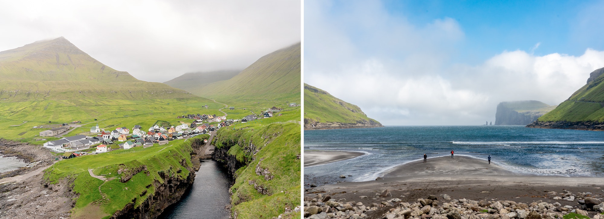 LEFT: Gjógv, RIGHT: Tjørnuvík