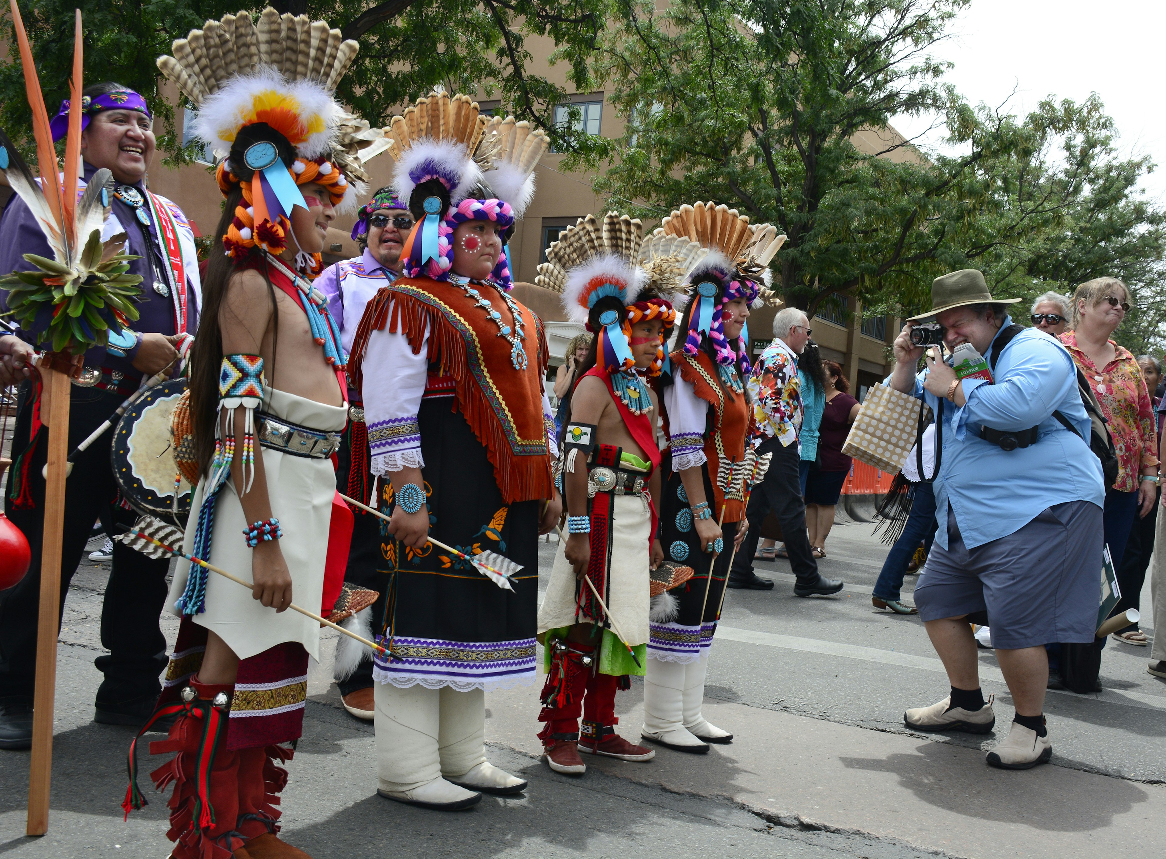 Young Native American members of the Edaakie Junior Dance Group from Zuni Pueblo near Gallup, New Mexico