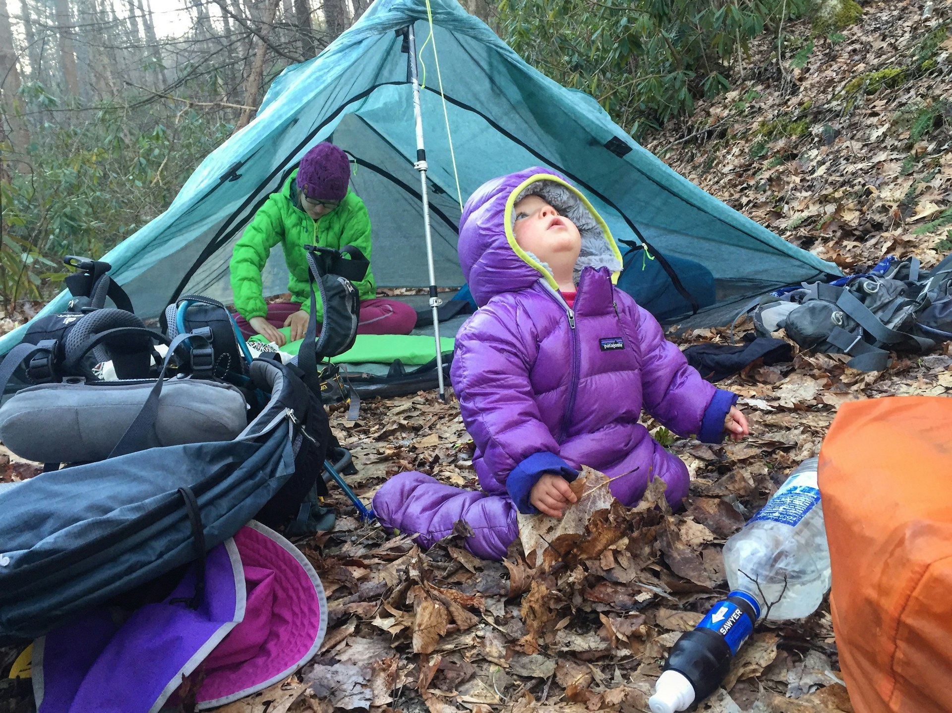 Ellie Quirin taking a rest on the Appalachian Trail