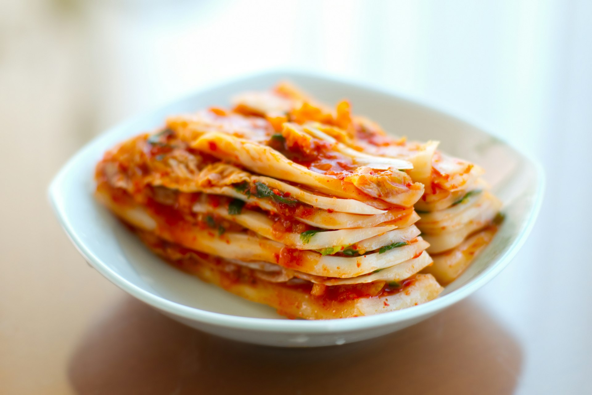 A bowl of spicy Korean kimchi 