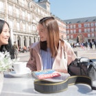 Asian woman at a cafe in Madrid