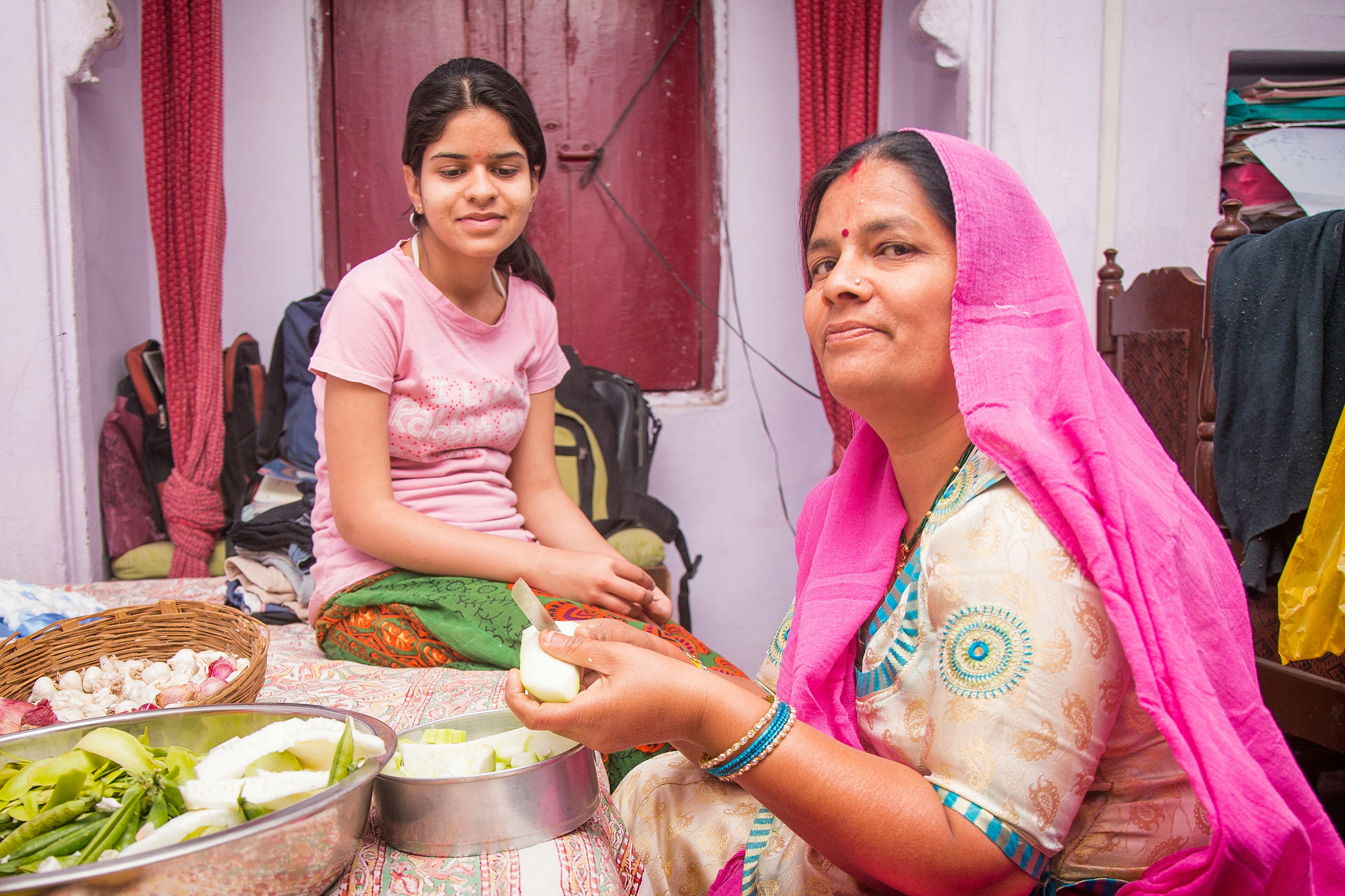 Woman making food in India