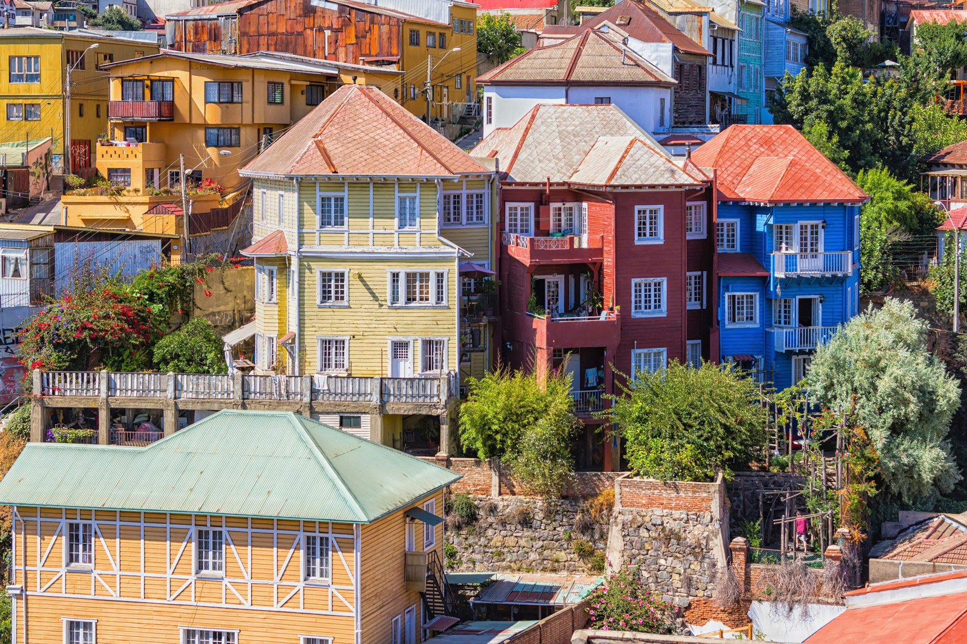 Colorful houses on the hills of Valparaiso, Chile