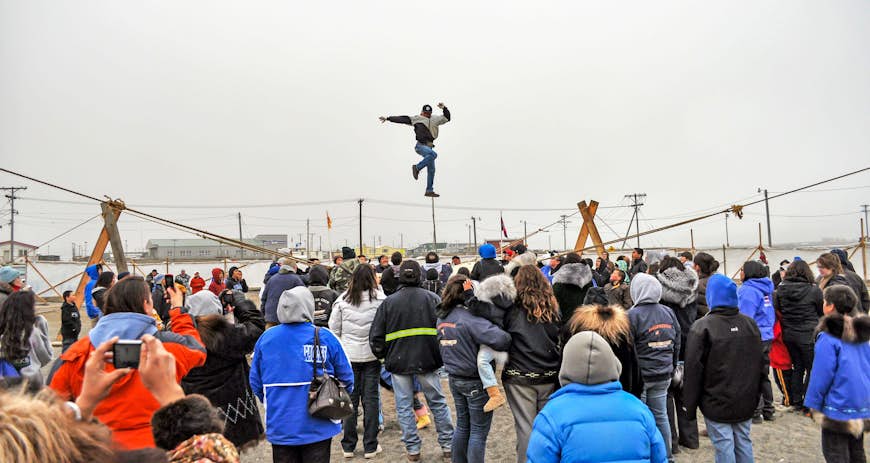 Blanket toss during the Spring Whaling Festival Nalukataq in Barrow, Alaska