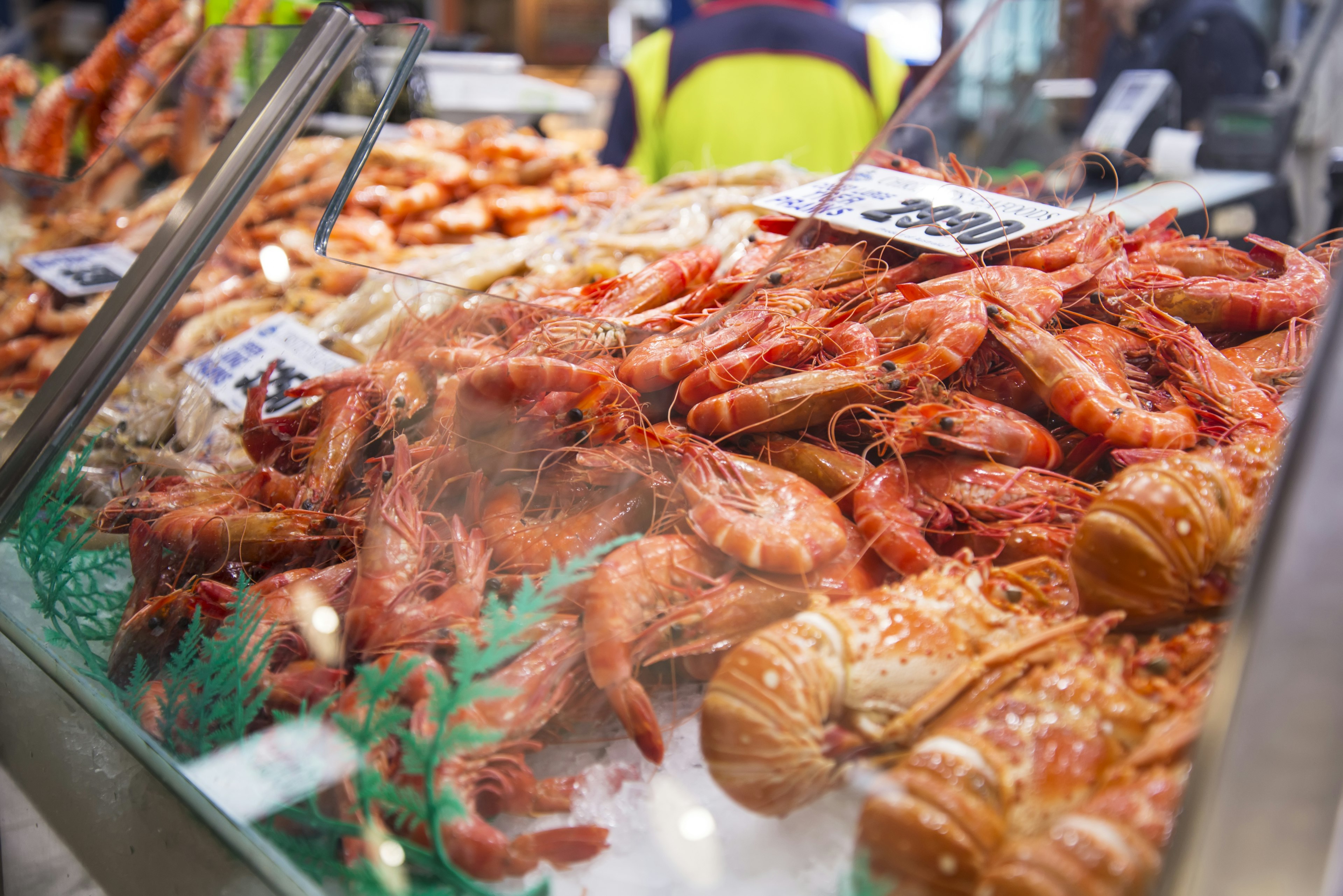 Prawns on the Sydney Fish Market. 52 tonnes of seafood are selling at auction on this market every day