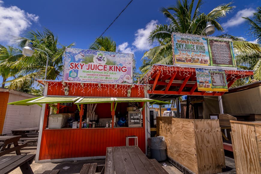 Sky juice stalls at Arawak Cay Fish Fry in Nassau, Bahamas