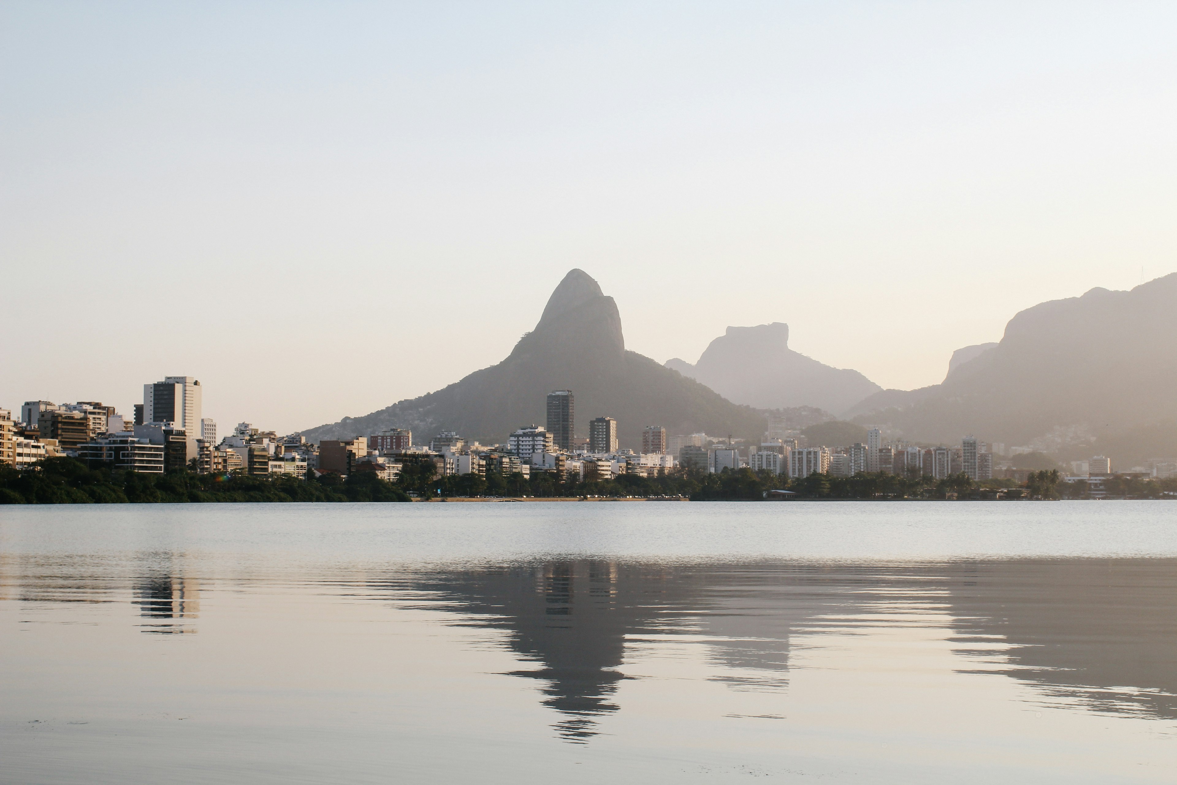 Late afternoon view across towards Ipanema, Dois Irmaos and Pedra da Gavea