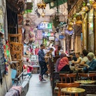 Africa, Egypt, Cairo. October 15, 2018. The Khan al-Khalili coffee shop in El Fishawi, Cairo.