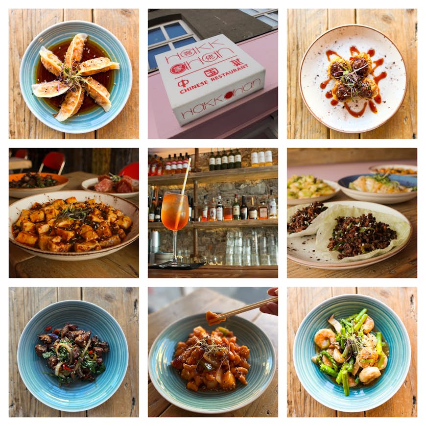 Hakkahan collage of food and drink