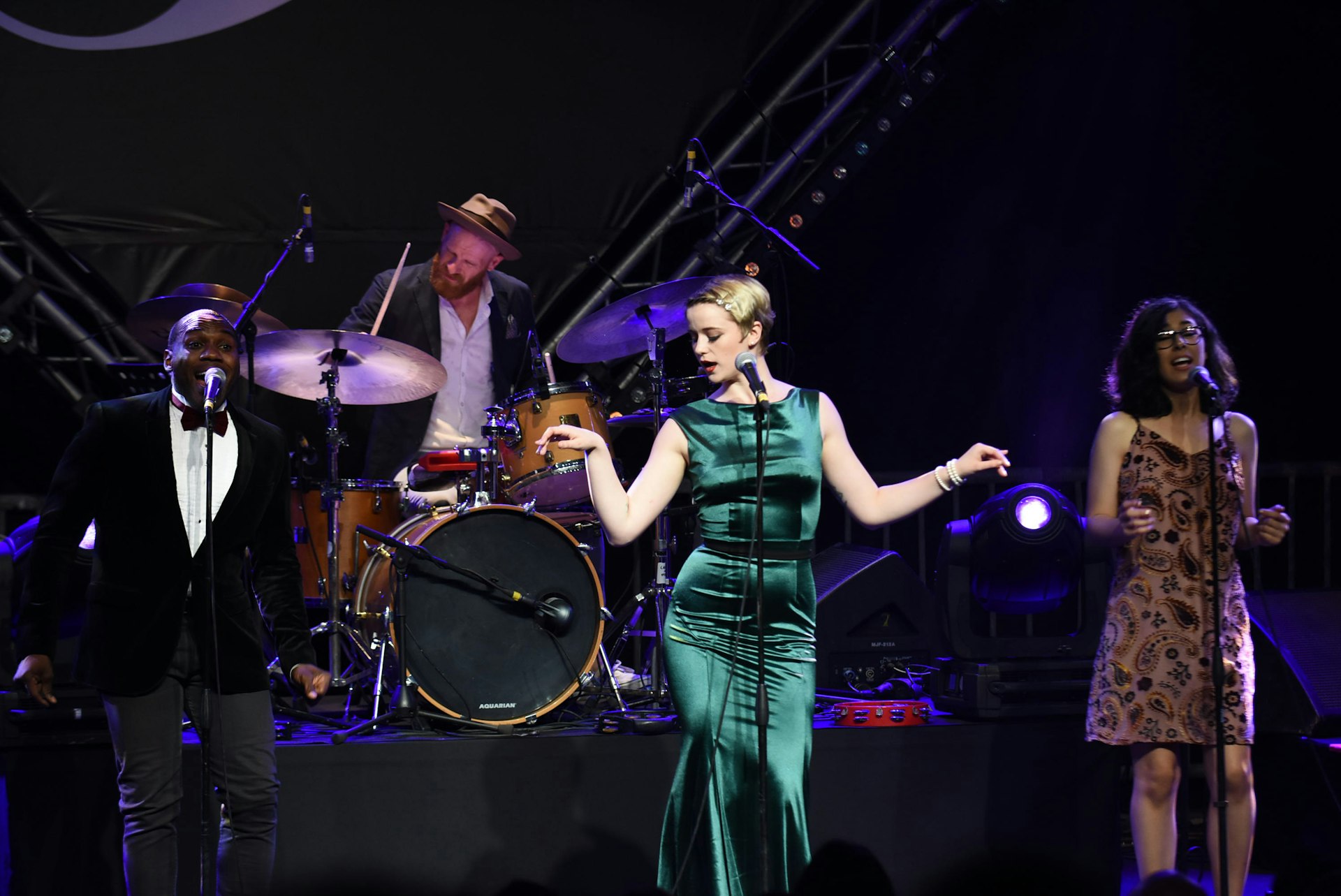 Artists perform during the Jazzablanca 2018 in Casablanca, Morocco, on April 15, 2018. 