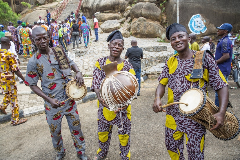 shot on 28th February 2020. In Abeokuta, Ogun state, Nigeria.  During the Lisabi festival, an annual event to celebrate the Egba hero called Lisabi. Lisabi fought for the libration of the Egba people. The drummers were performing for the crowd during the festival.