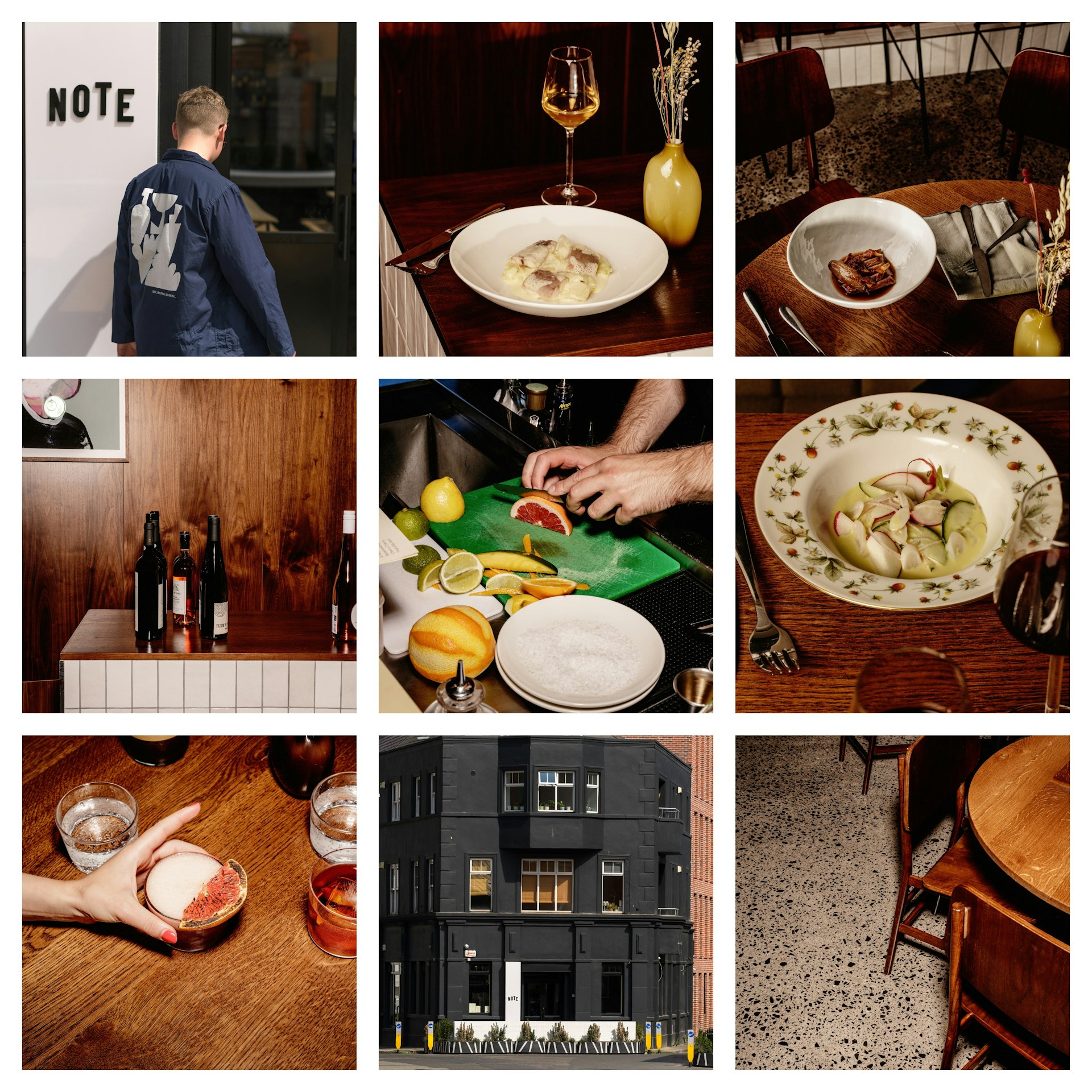 Collage of food and drink at Note, Dublin
