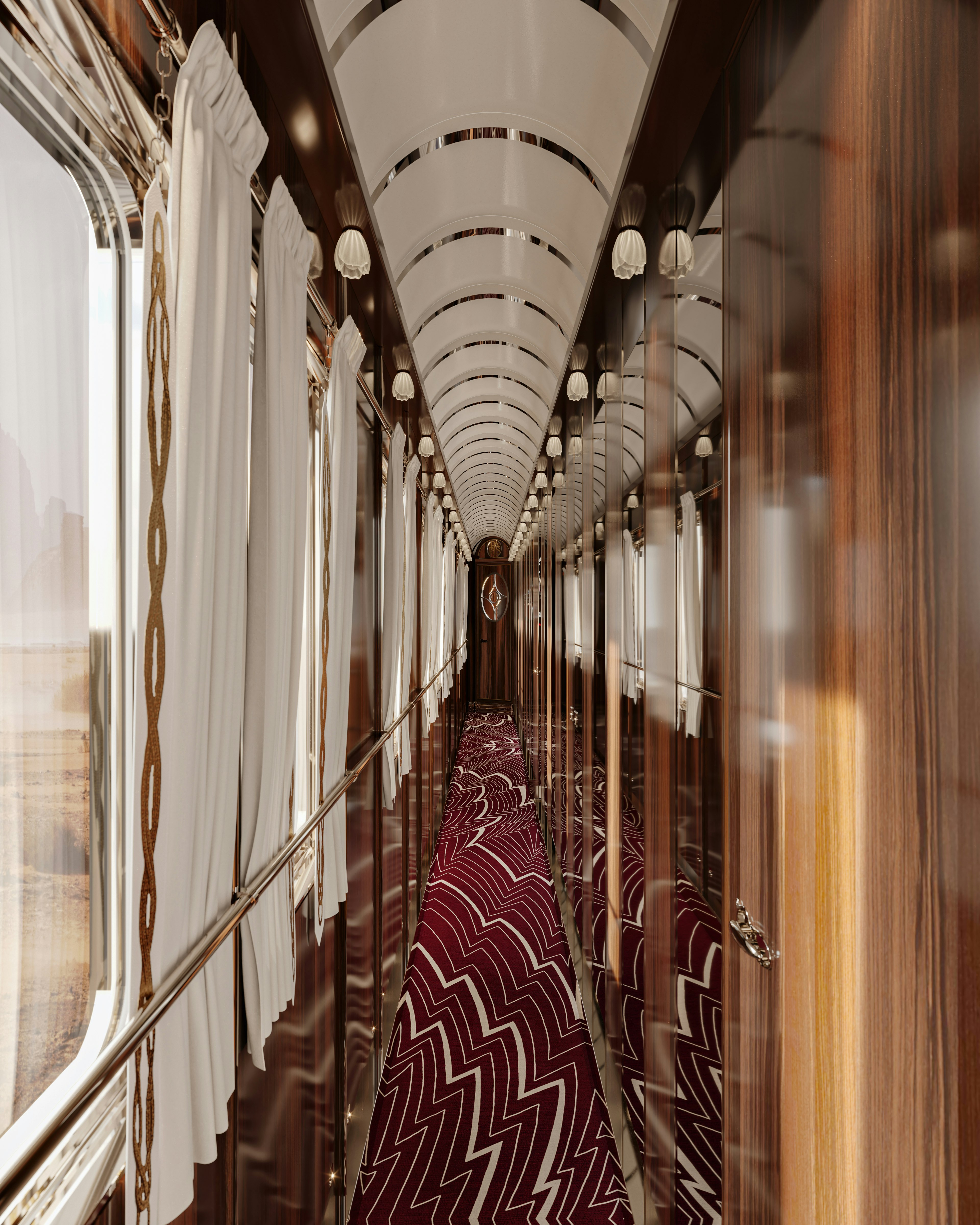 Orient Express pine-stripe and wood-pannelled corridor.jpg