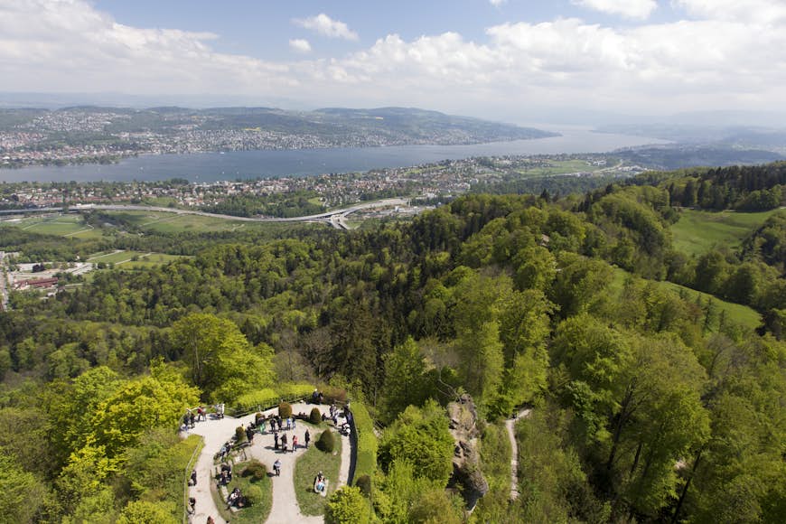 Zürich seen from the viewpoint on top of Uetliberg mountain, Switzerland