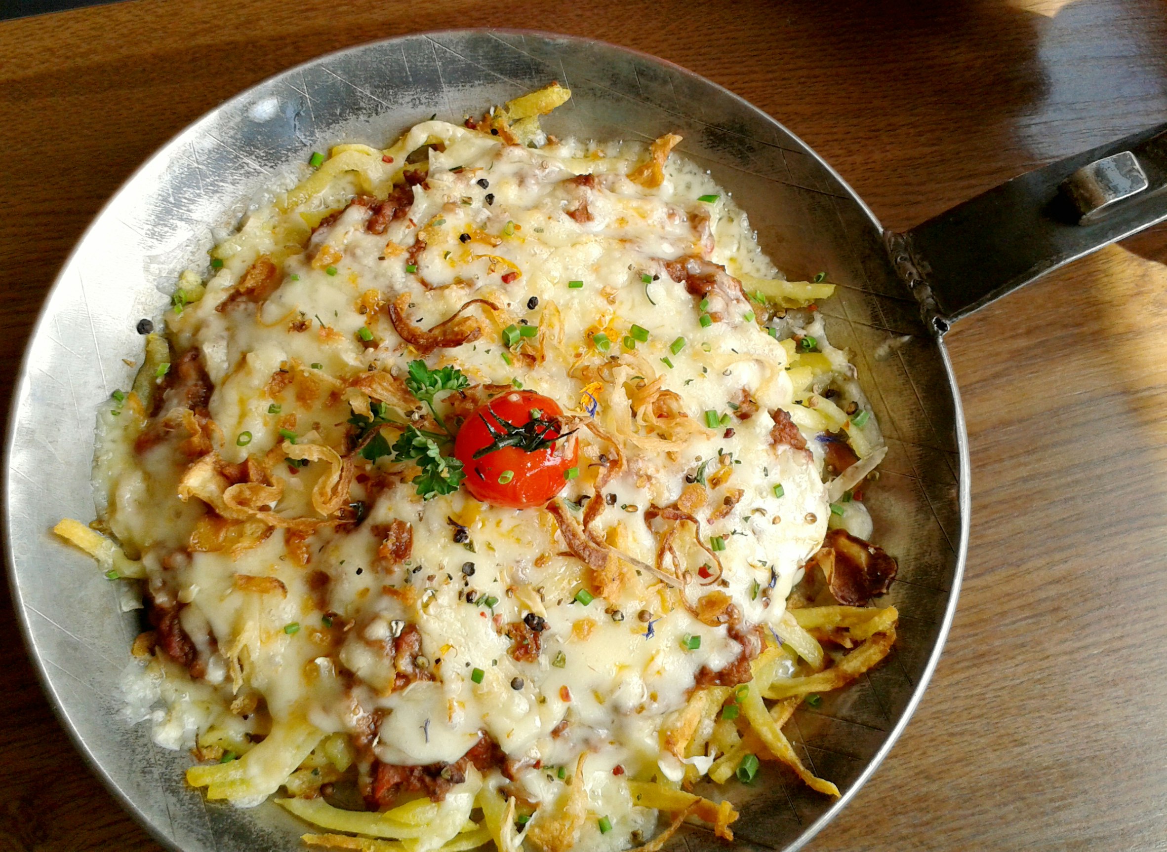 Close up of the "Roesti", a traditional swiss dish made with grated potatoes