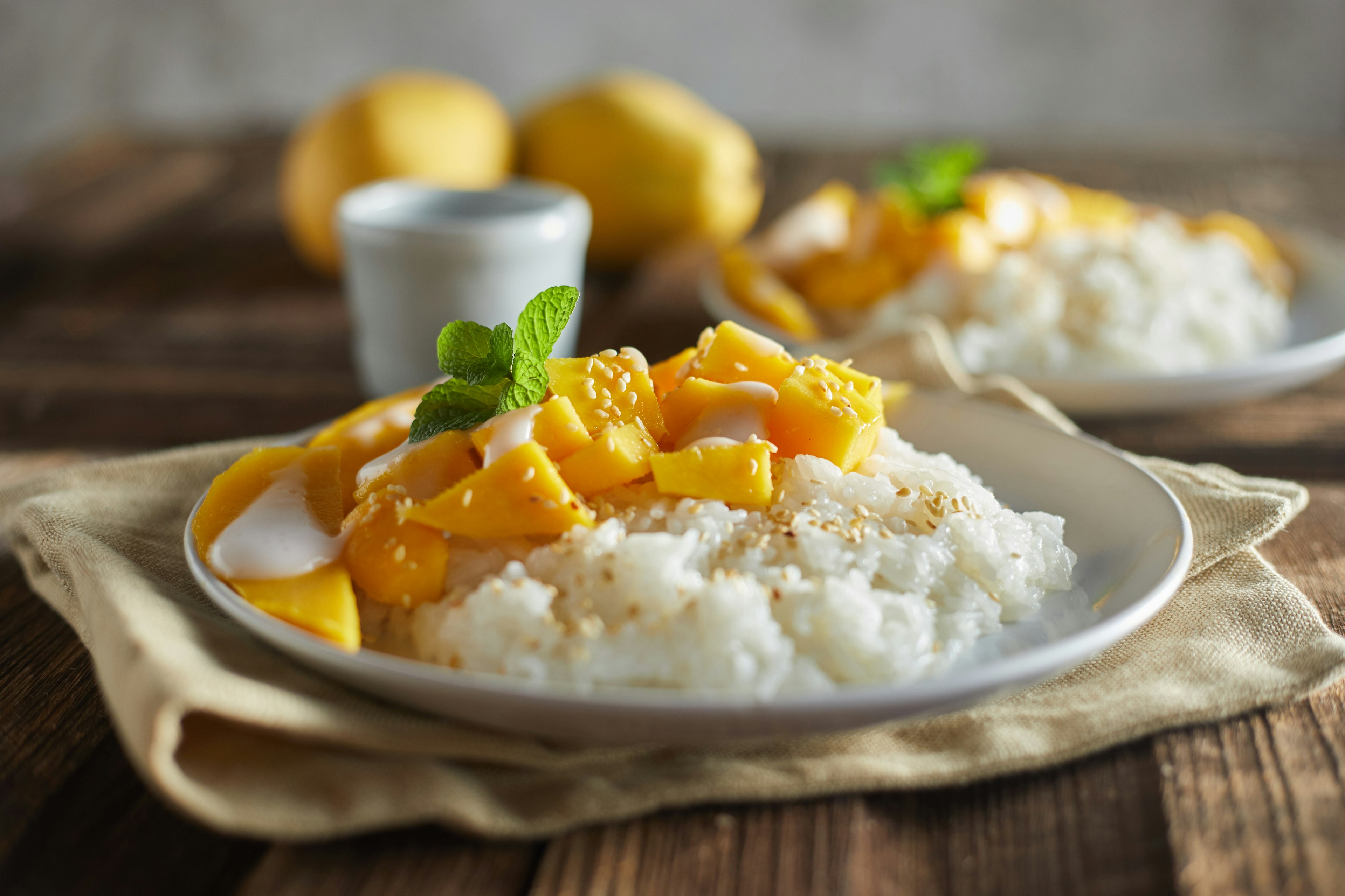 Mango with sticky rice, a Thai dessert