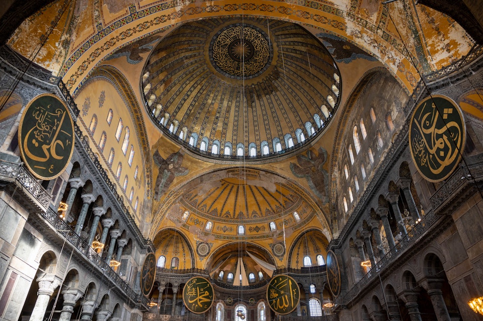 Hagia Sophia Grand Mosque in Istanbul, Türkiye. Built between 532 and 537AD by Roman Emperor Justinian I as the Christian Cathedral of Constantinople.