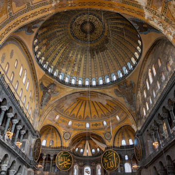 Hagia Sophia Grand Mosque in Istanbul, Türkiye. Built between 532 and 537AD by Roman Emperor Justinian I as the Christian Cathedral of Constantinople.