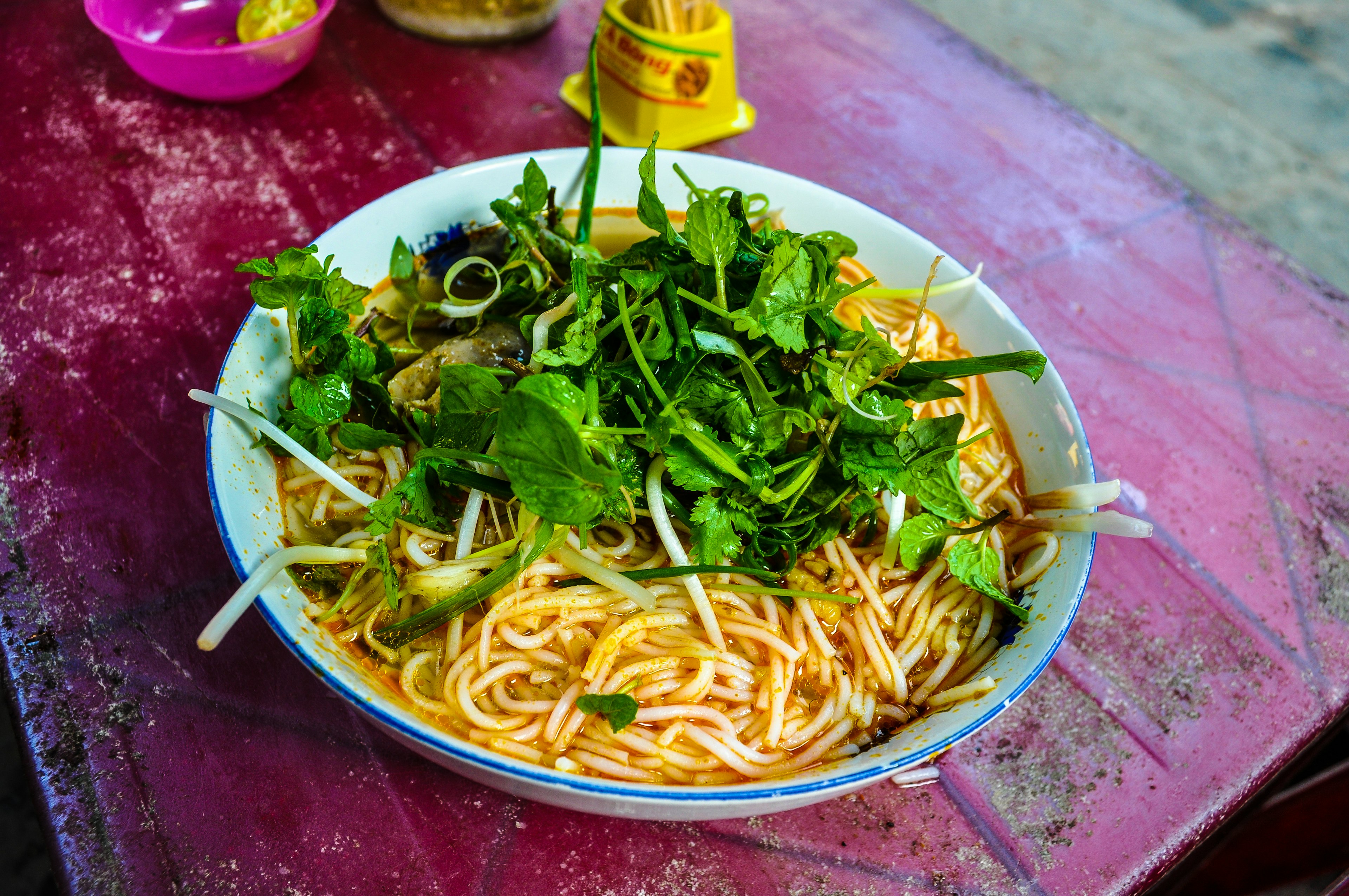 A Bowl of Vietnamese noodles in Hoi An, Vietnam