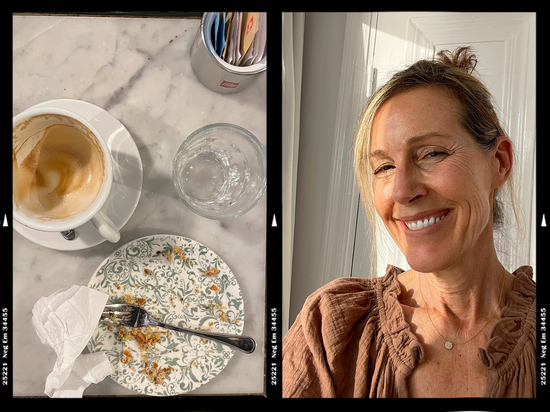 Left: Italian coffee Right: Marcia DeSanctis selfie