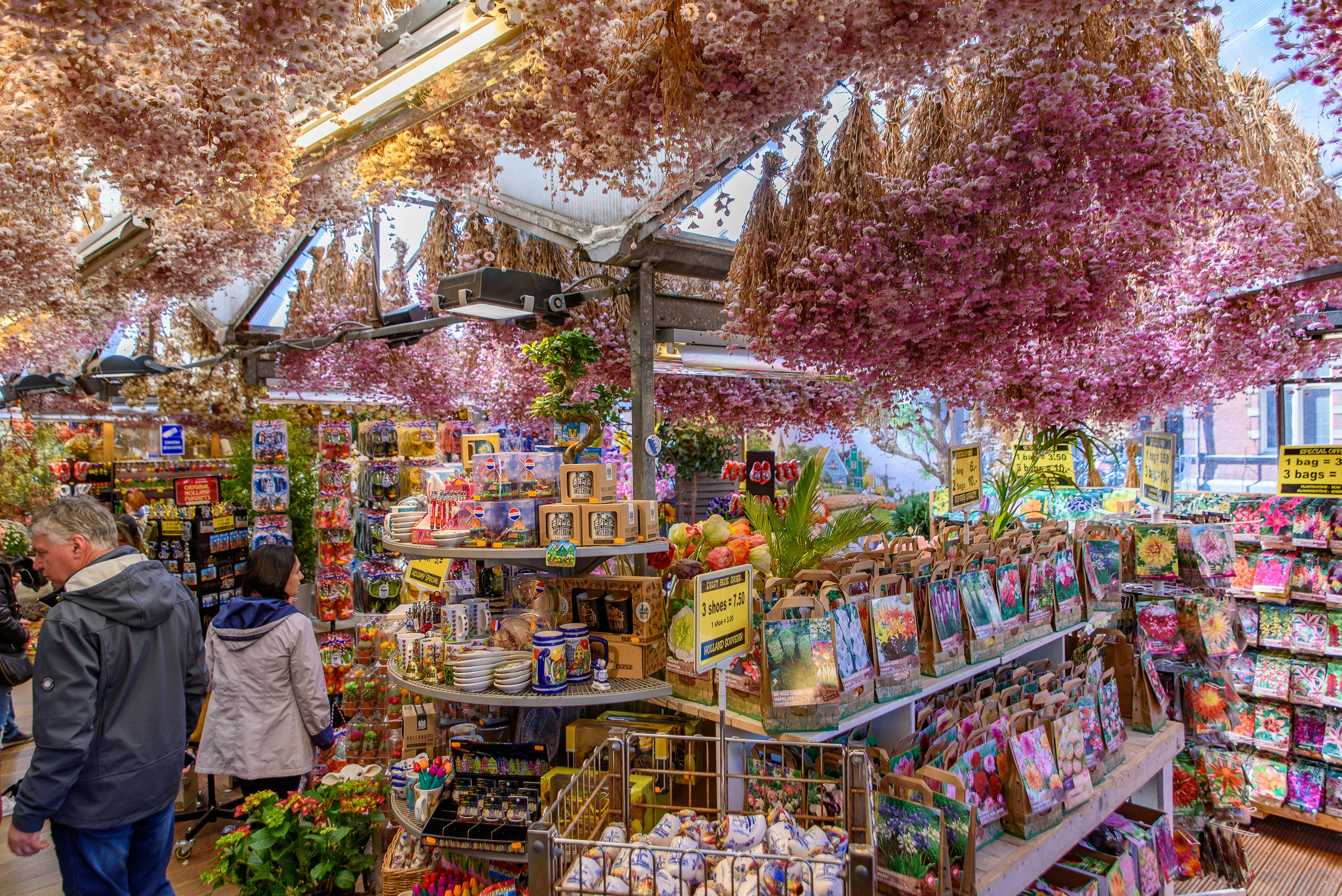 Bloemenmarkt, the floating flower market in Amsterdam, Netherlands