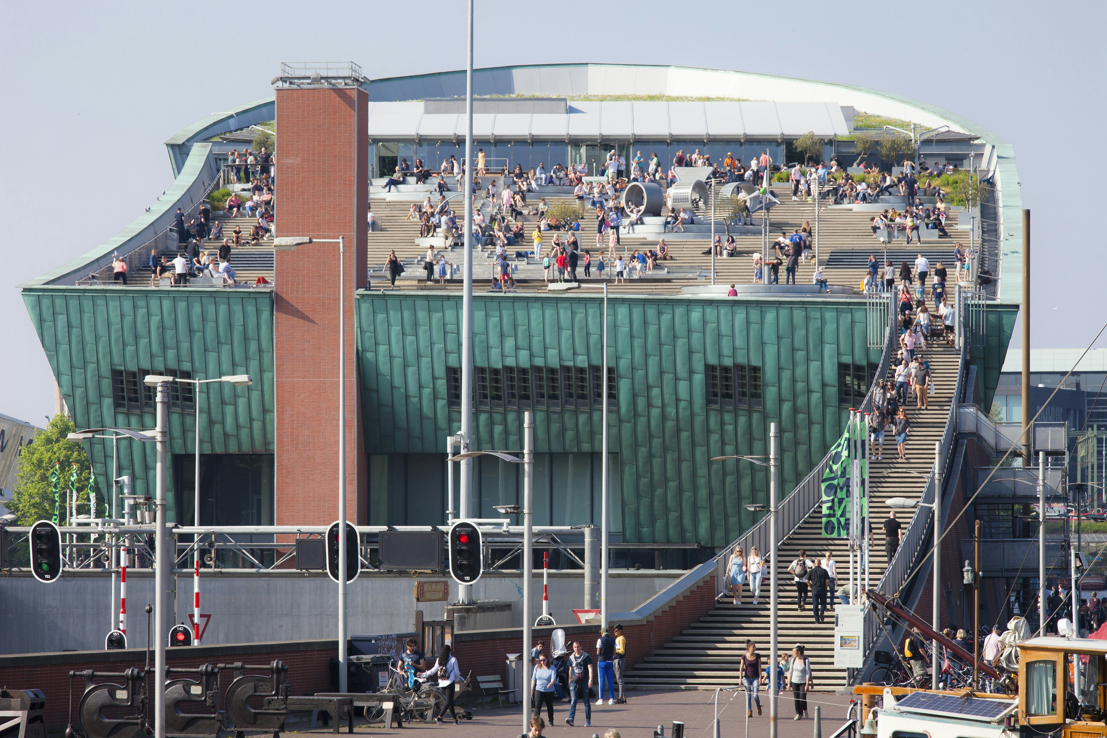 Science Center NEMO - largest childrens science educational museum, knowledge institute and center of tourism in Amsterdam, Netherlands