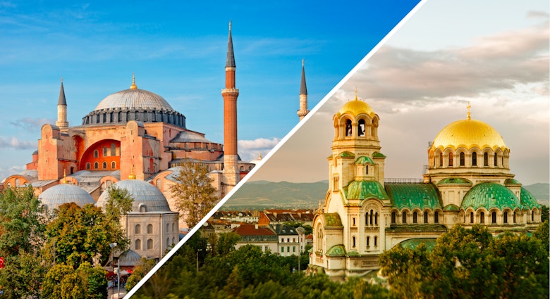 The overnight train takes you from Istanbul, Turkey to Sofia, Bulgaria. 