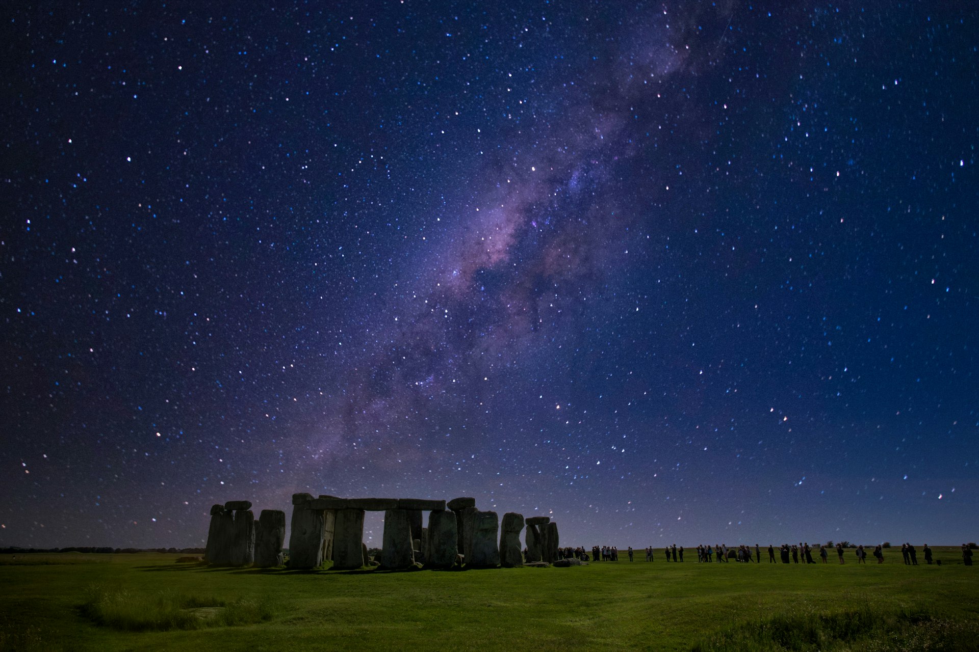 Stonehenge at night with starry sky on winter solstice