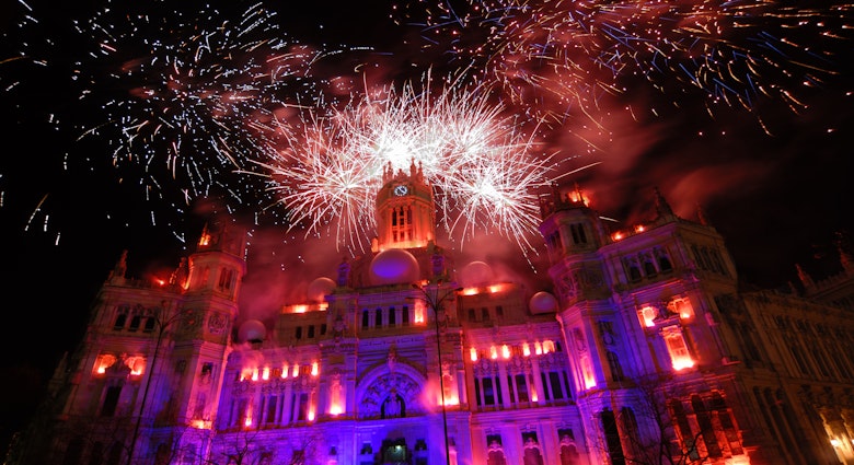 Celebrating a new year at Madrid's city hall
