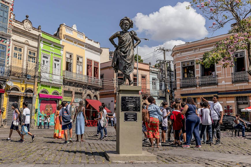 Statue of Mercedes Batista, the first black female dancer to dance in Rio’s Municipal Theater, in Francisco da Prainha square