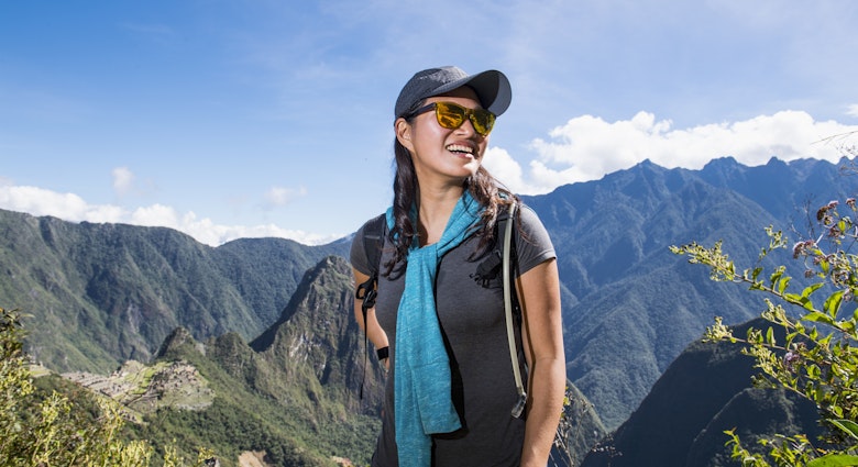 Woman on the Inca Trail close to Machu Picchu