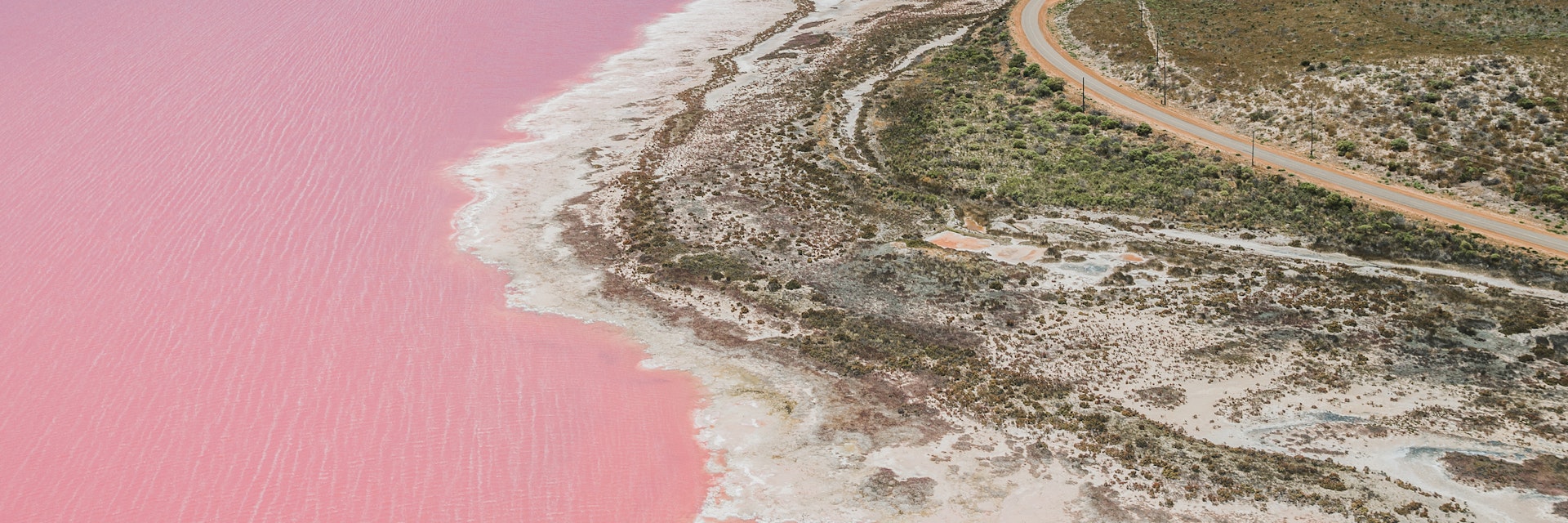 1166499525
Aerial perspective of Hutt lagoon shoreline, Australia