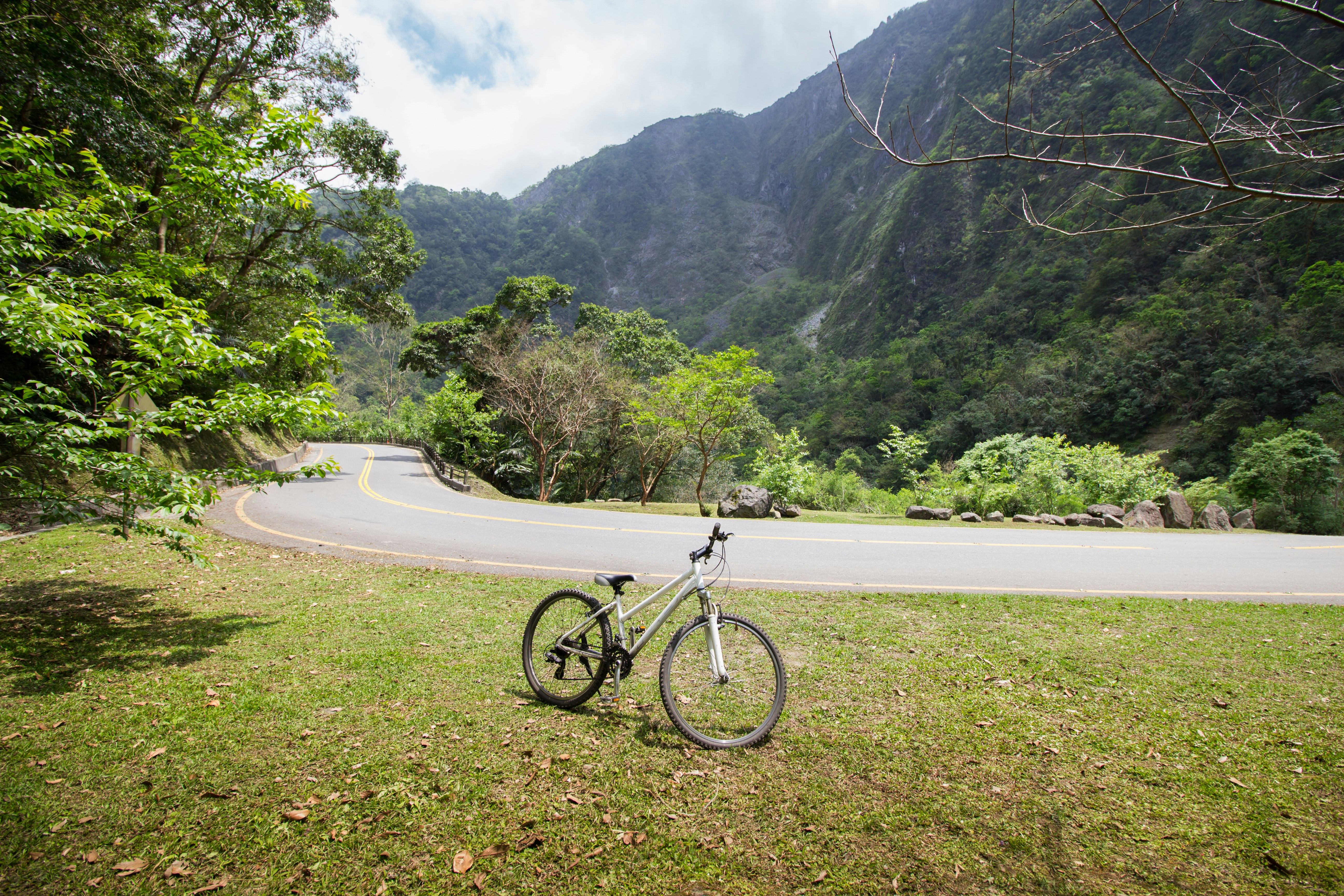A bike on a trail in Taroko National Park, Hualien, Taiwan