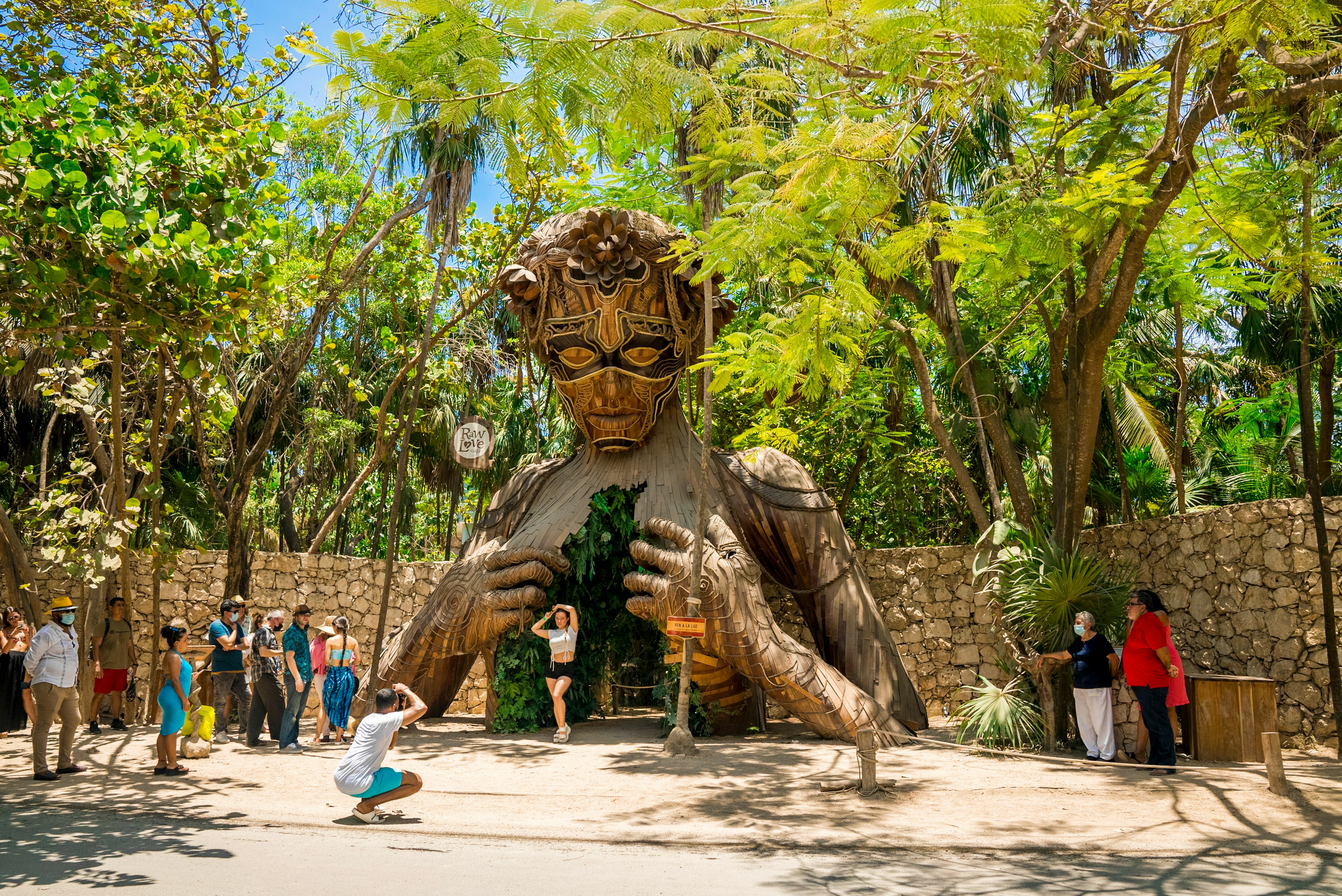 Beautiful towering wooden sculpture called