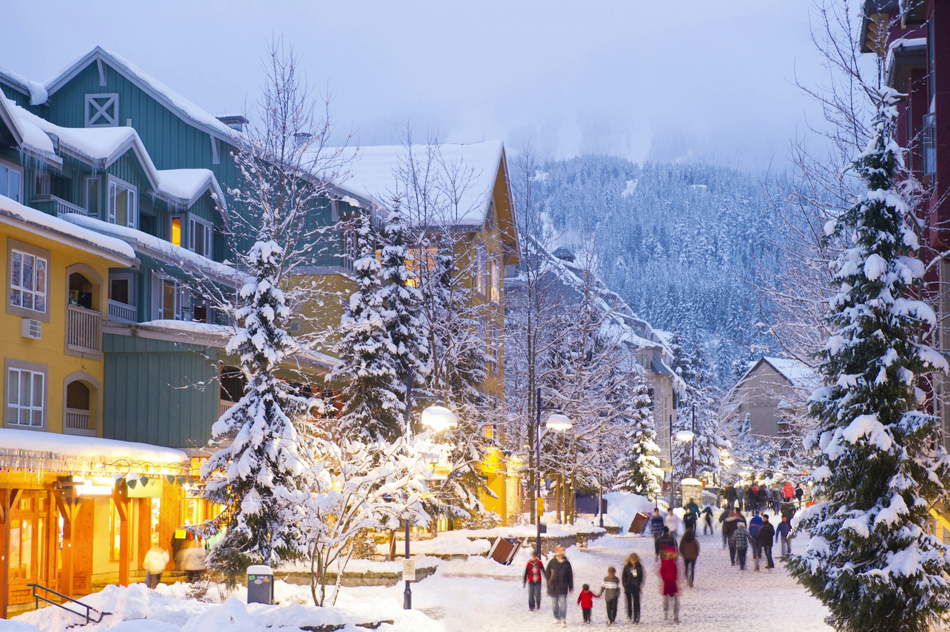 Whistler Village filled with shops, hotels, and restaurants