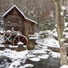 Glade Creek Grist Mill in winter, Babcock State Park, West Virginia; Shutterstock ID 1274616340; your: Ben N Buckner; gl: 65050; netsuite: Online Editorial; full: West Virginia Winter