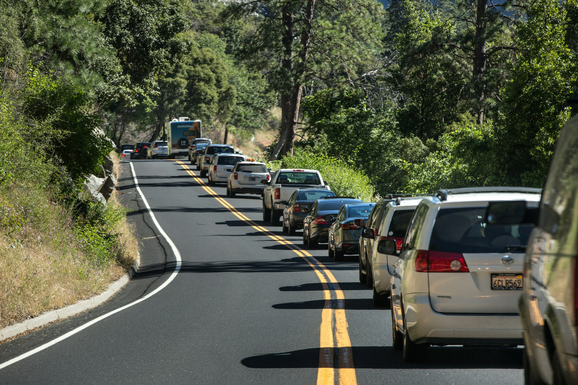 Summer traffic jams in Yosemite Valley