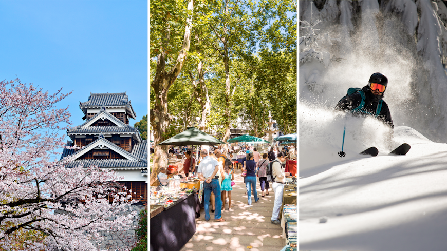 Sakura season at Fukuoka Castle; explore Montevideo's markets; skiing in Bulgaria 